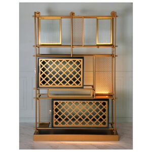 Charleston Forge American Made Custom Black and Gold Collins Etagere