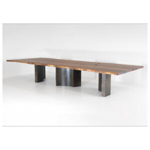 Custom Curved-Base Live Edge Dining - Conference Table