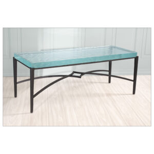 Charleston Forge American Made Custom Narrow Highland Cocktail Table with Fusion Glass
