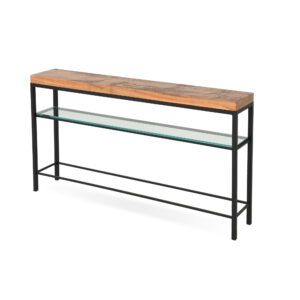 Charleston Forge American Made Custom Newhart Console with thick wood top and glass shelf