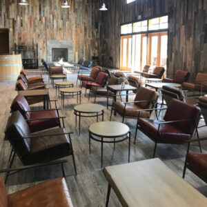Charleston Forge American Made Emmitt Lounge Chairs and Camden End Tables Sonoma County Vintners Wine Tasting Room