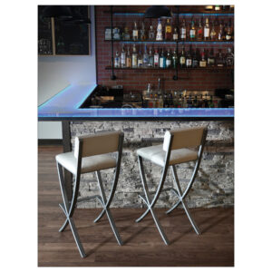 Charleston Forge American Made Peddler Steak House Custom Bar Top and Naples Barstools
